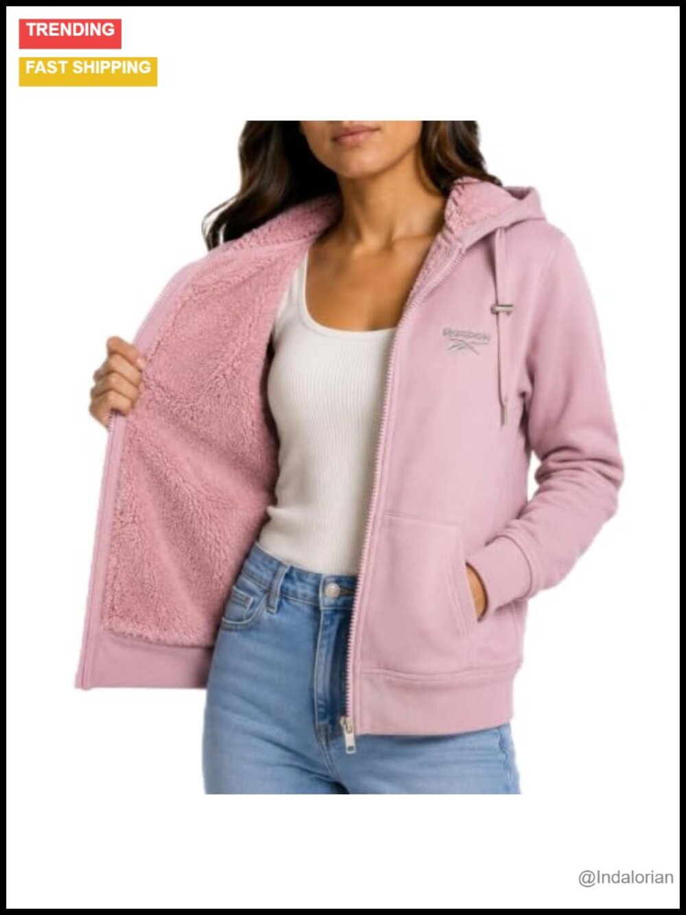 Sherpa Lined Fleece Full Zip Jacket with Faux Fur Hood
